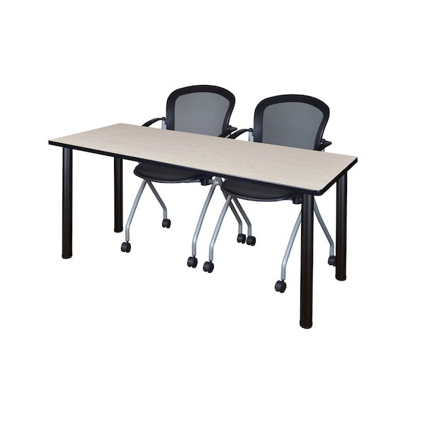 Kee Rectangle Tables > Training Tables > Kee Table & Chair Sets, 66 W, 24 L, 29 H, Maple MT6624PLBPBK23BK - main